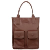 VERA PELLE torebka skórzana shopper na ramię z kieszeniami V516 brązowa