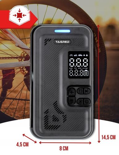 KOMPRESOR SAMOCHODOWY Pompka Elektryczna Sprężarka do kół 8V 4000mAh LCD na Arena.pl