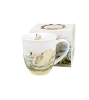 KUBEK PORCELANOWY DUO PTAKI ŁABĘDŹ NA PREZENT 400 ML