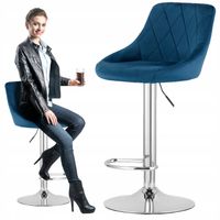 Hoker stołek barowy fryzjerski regulowany krzesło siedzisko LOFT niebieskie