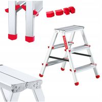 Drabina aluminiowa składana 3 stopniowa 2x3 dwustronna domowa GRATIS