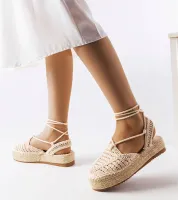 Beżowe wiązane espadryle Partenia 39