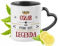 Dla Oskara Kubek Czarny Z Uszkiem W Kształcie Serca Na Prezent Z Nadrukiem