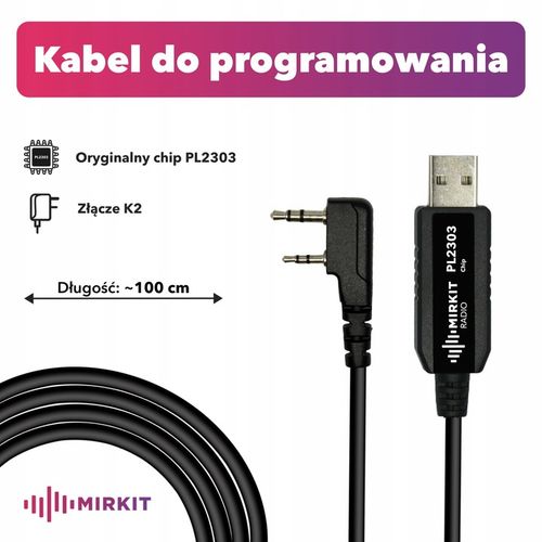 Kabel Mirkit PL2303 BasicModel do programowania krótkofalówek Baofeng „K2” na Arena.pl