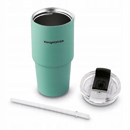 KUBEK TERMICZNY ze słomką PRÓŻNIOWY Konighoffer Davos 420 ml zielony na Arena.pl