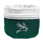 Worek na Pieczywo Świąteczny Zielony z Lnianą Podszewką 20x25 cm Renifer