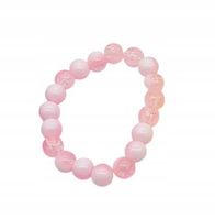 Bransoletka ze szklanych cieniowanych koralików jasny różowy, biały MF32483