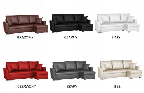 Narożnik rozkładany z funkcją spania ekoskóra Varius rogówka Family Meble na Arena.pl