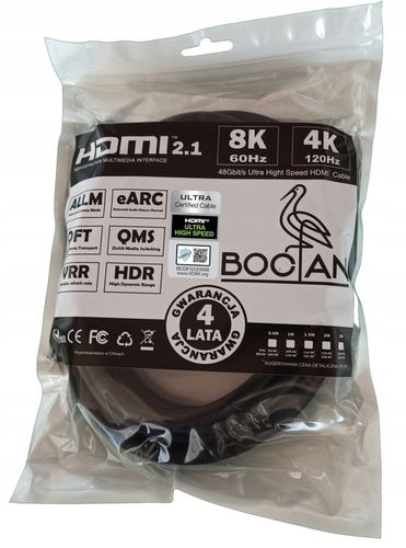 CERTYFIKOWANY Kabel HDMI 2.1 8K 4K eARC PREMIUM PS5 144Hz 2m na Arena.pl