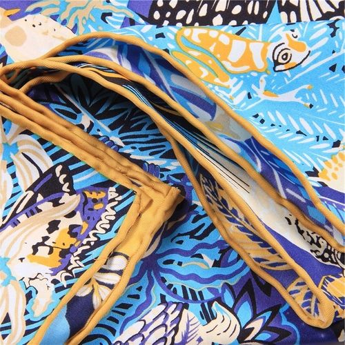 SZAL SZALIK jedwab Apaszka chusta niebieska złota na Arena.pl