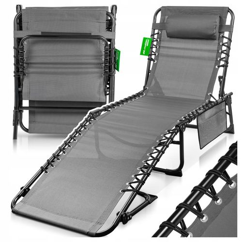 LEŻAK OGRODOWY SKŁADANY LEŻANKA ŁÓŻKO FOTEL PLAŻOWY Z KIESZONKĄ I PODUSZKĄ na Arena.pl