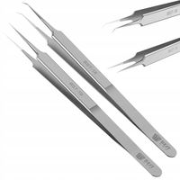 PĘSETA PRECYZYJNA PINCETA METALOWA PENSETA PROSTA ZAGIĘTA BEST ZESTAW 2w1