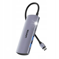 Hub Unitek uHub Q4 USB-C - 2x USB-A 2x USB-C 10 Gb/s 30cm Passthrough Szary