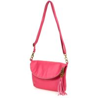 Różowa Torebka Damska Skóra Naturalna Listonoszka Klapa B75