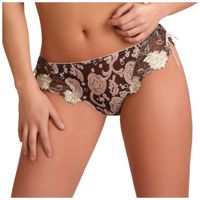 ELEGANCKIE MAJTKI BRĄZOWE STRINGI KWIECISTE XL