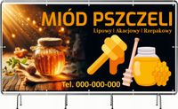 BANER REKLAMOWY 130x80cm oczkowany projekt w cenie MIÓD PSZCZELI