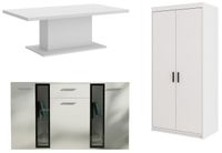 Zestaw Mebli pokojowych Szafa + Komoda + Ława Biały