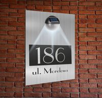 TABLICZKA ADRESOWA oświetlona pionowa dibond numer domu 40x30 aluminiowa