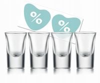 OSZUKANE KIELISZKI 15 ml z GRUBYM DNEM na ślub wesele na 4 szt. + NAKLEJKA