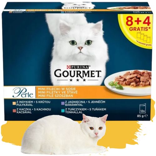 karma mokra dla kota gourmet perle fileciki w sosie kaczka i mix 12 x 85g na Arena.pl