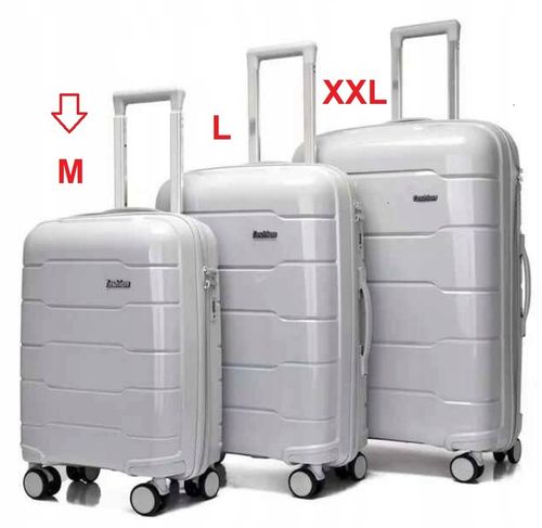 WALIZKA KABINOWA 37L srebrna szarość 55cm x 35cm x 22cm polipropylen twarda na Arena.pl