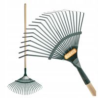 Grabie grabki ogrodowe wachlarzowe do liści trawy ogrodu metalowe z trzonem