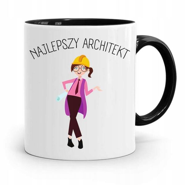 Kubek Czarny Dla Architekta Najlepszy Architekt Z Nadrukiem Ze Zdjęciem zdjęcie 1
