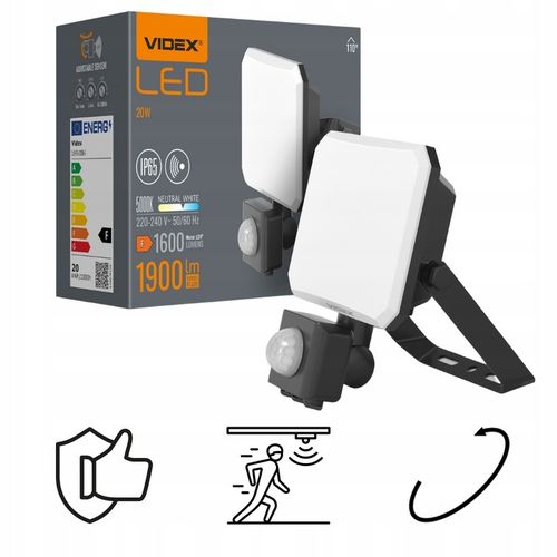 Lampa z Czujnikiem Ruchu Naświetlacz Halogen LED Videx 2850lm 30W IP65 na Arena.pl