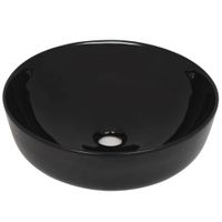 Umywalka ceramiczna, okrągła, 41,5 x 13,5 cm, czarna