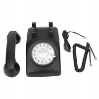 RETRO PRZEWODOWY TELEFON OBROTOWY WYBIERANIE MECHANICZNY DZWONEK CZARNY