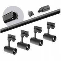 Zestaw szynowy 3 fazowy szyna 2m, 4x oprawa SPECTRUM CZARNY komplet