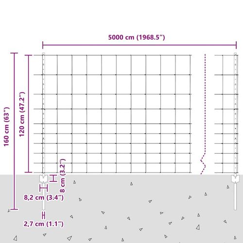 Ogrodzenie z słupkami Srebrny 1.2 x 50 m Stal na Arena.pl