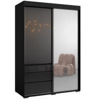 Szafa przesuwna z lustrem Torino 2D1L 140 Czarna (lacobel)