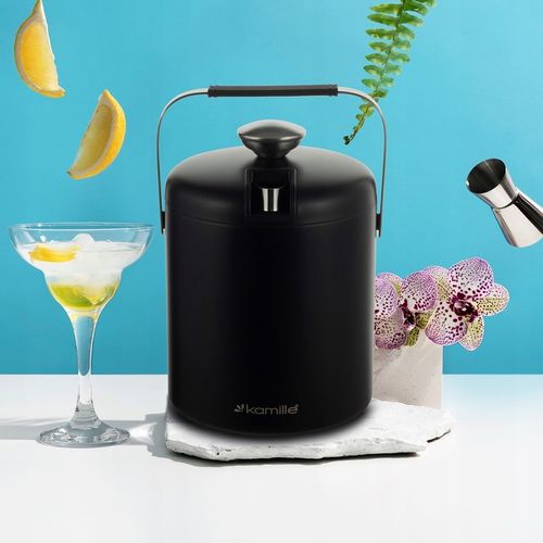 WIADERKO do LODU COOLER pojemnik TERMICZNY do chłodzenia CZARNY + szczypce na Arena.pl