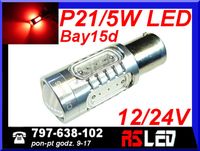 najmocniejsza żarówka LED P21/5W bay15d 2 włókna czerwona 12v 24v USA