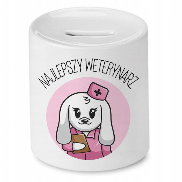 Skarbonka Dla Weterynarza Najlepszy Weterynarz Z Nadrukiem Ze Zdjęciem zdjęcie 1