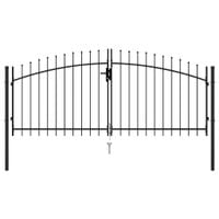Brama dwuskrzydłowa z grotami, stalowa, 3x1,25 m, czarna
