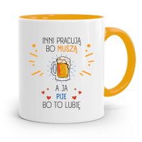 Dla Alkoholika Pijaka Kubek Żółty Na Prezent Z Nadrukiem Ze Zdjęciem