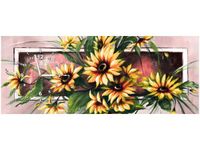 100X40CM ZEGAR SŁONECZNIKI KORALU OBRAZ