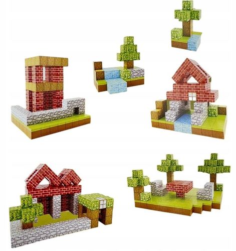 KLOCKI MAGNETYCZNE 100 KLOCKÓW KONSTRUKCYJNE PIKSELE SZEŚCIANY + 1 LUDZIK na Arena.pl