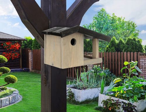 Drewniana Budka lęgowa dla ptaków, karmnik, domek na Arena.pl