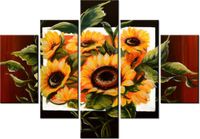 70 100CM OBRAZ 5 ELEM BUJNE SŁONECZNIKI DRUK PŁÓTNO