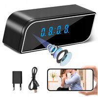 ZEGAR BUDZIK ZEGAREK SZPIEGOWSKI UKRYTA MINI KAMERA TRYB NOCNY IR WIFI