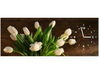 100X40CM ZEGAR ZEGAR ŚCIENNY BUKIET JASNYCH TULIPANÓW KWIATY OBRAZ