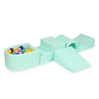 Piankowy plac zabaw z mostkiem i z basenem micro miętowy + 100 piłek (fioletowe, pudrowy róż, turkus, żółte)