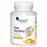 Aliness KWAS KAPRYLOWY 600mg OLEJ MCT Z KOKOSA 90kap Energia Jelita Candida