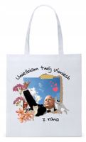 Śmieszny Pis Kaczyński Torba Eco Biała Shopper Z Nadrukiem Ze Zdjęciem