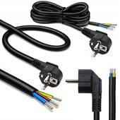 Kabel zasilający 230V SCHUKO 3x1.5 5m miedź wtyczka kątowa odizolowany