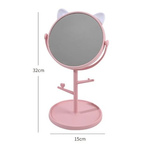 Lusterko lustro kosmetyczne stojące różowe kotek na Arena.pl