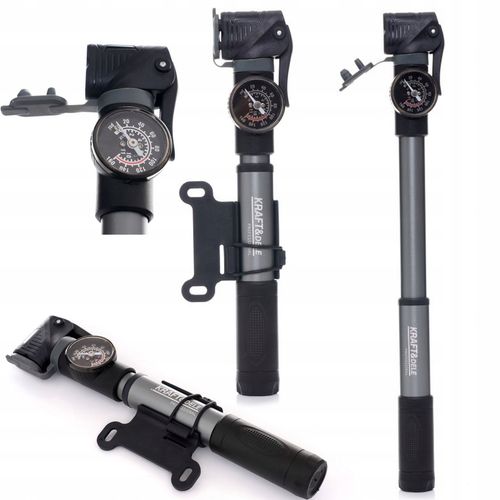 Pompka Ręczna Rowerowa z Manometrem 25 x 250 mm Kraft&Dele KD11823 na Arena.pl